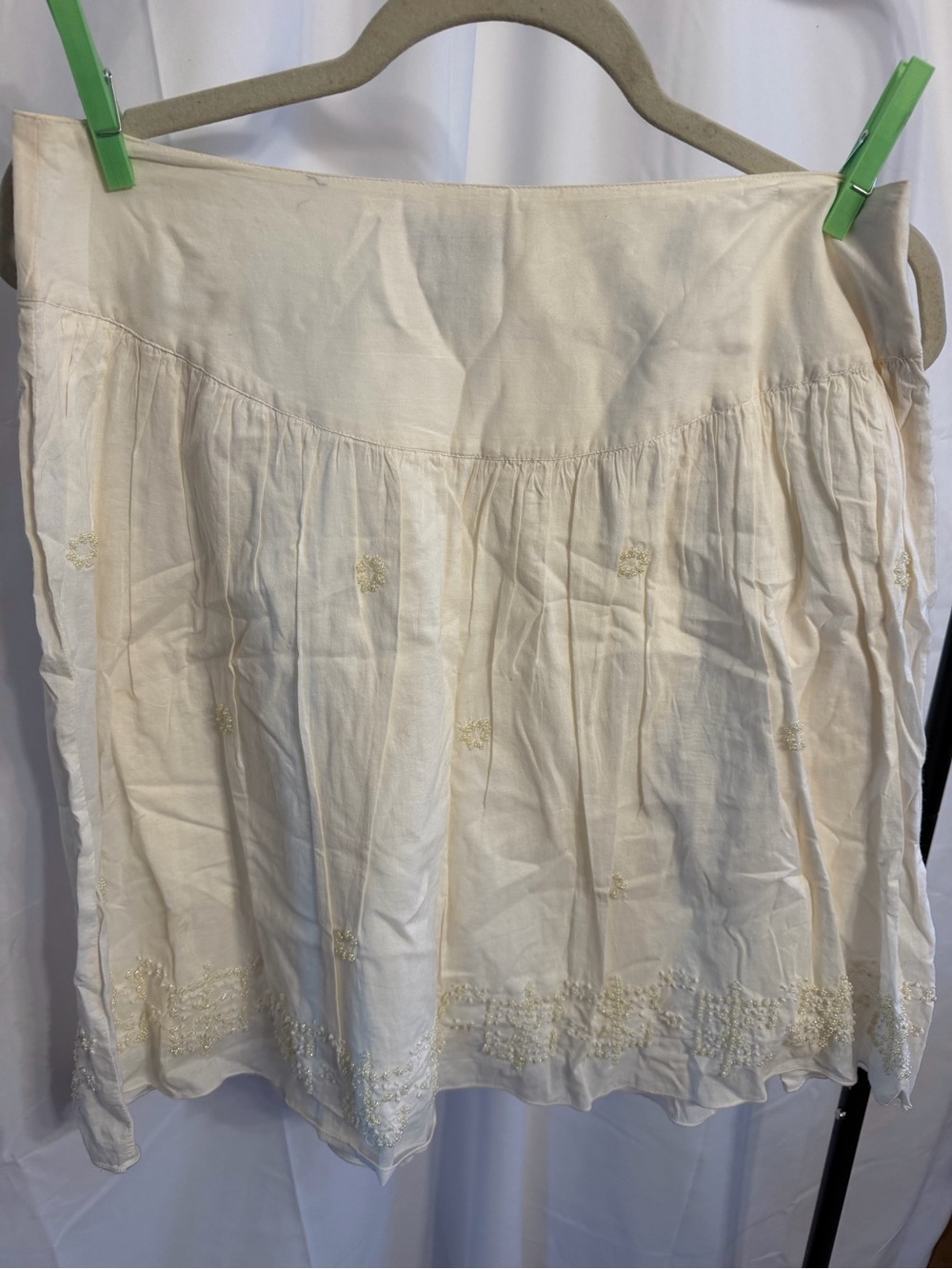 American Eagle Outfitters Cream Embroidered Boho Skirt